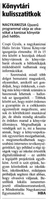 Zalai Hírlap 2018 10 05 232sz 07old - Könyvtári kulisszatitkok.jpg Zalai Hírlap 2018 10 05 232sz 07old - Könyvtári kulisszatitkok.jpg